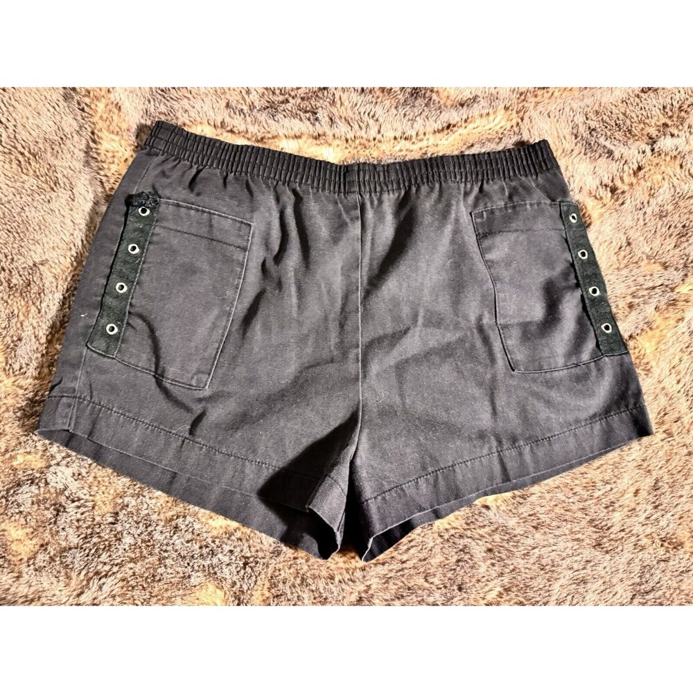 Justin Allen Vintage Black Lightweight Elastic Waist High Rise Shorts M pockets